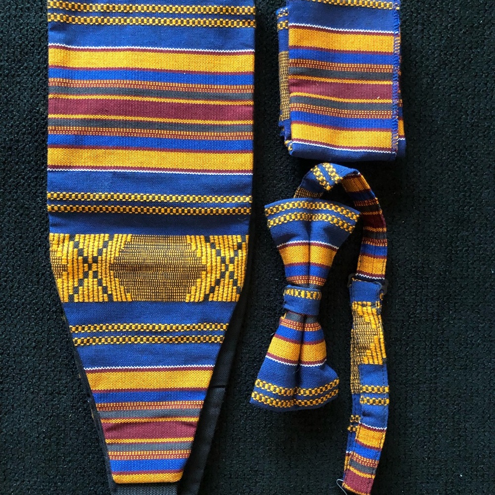 African Cummerbund, Bow tie, Handkerchief Set